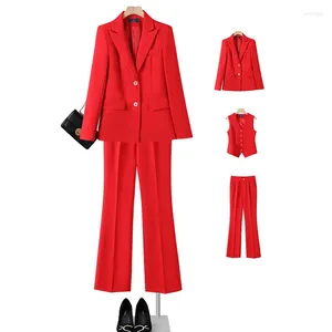 Women's Two Piece Pants Red Suit High-Grade Fried Street Business Wear Temperament Style Formal Western Younger Fashion