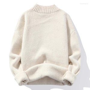 Męskie swetry 2023 Autumn and Winter Gold SWEATER SWEATER Modny stały kolor pół golatu proste swobodne dno