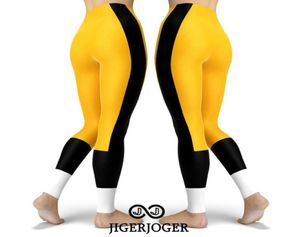 Jigerjoger Yoga Pants Sport Leggingi Hockey Team Football Leggingi CB Men Leggins Trening Pant Yellow Białe łatki 7152557