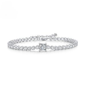 Pulseira S925 prata incrustada moissanite pulseira temperamento simples presente jóias de prata