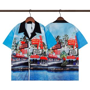 Designer tshirt mens moda geométrica clássica carta preto camisa de boliche havaí floral camisas casuais homens fino ajuste manga curta 666