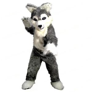 Halloween Long gray wolf Mascot Costume High Quality Cartoon theme character Carnival Adults Size Christmas Birthday Party Fancy Outfit For Men Women