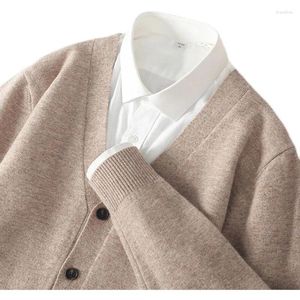 Suéteres masculinos 2023 Coreano Casual Sweater Homens Slim Fit Malha Moda V-Pescoço Cardigan Manga Longa Roupas para