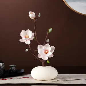 Dekorativa blommor 5st Simulering Magnolia Artificial Flower Eva Realistiska Fake White Home Living Room Dining Table Wedding Decor
