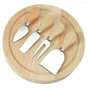 Set di stoviglie Set di posate per formaggio di alta qualità in acciaio inossidabile durevole con scatola di immagazzinaggio con manico in legno per intrattenimento domestico