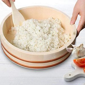 Dinnerware Sets Dough Bowl Wooden Japanese Cuisine Sushi Rice Barrel Korean Bibimbap Salad Containers Bucket