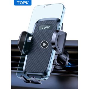 TOPK D36-G Suporte universal de telefone para carro com clipe de gancho Suporte para ventilação de ar para carro Suporte universal para celular com rotação de 360 ° para celular