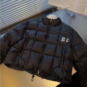 23-High version autumn/winter new miu family short standing collar down jacket letter printed bread jacket for women