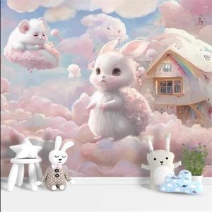 Wallpapers personalizado fantasia rosa céu po papel de parede para quarto infantil mural fundo papel de parede decorações de casa 3d adesivos