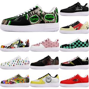 DIY SHOES Vinter härlig Autumn Mens Leisure Shoes One For Men Women Platform Casual Sneakers Classic White Black Cartoon Graffiti Trainers Outdoor Sports 11769