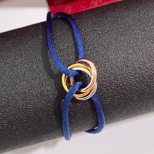 Trinity Charm Armband Lucky Red Rope for Women Jewely Gold Plated T0p Quality Brand Designer Bangle Fashion Premium Presents With B Ping