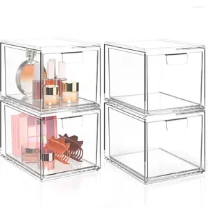 Förvaringspåsar 2 datorer plastlådor transparent lådan Vanity Table Organizer Badrum Akryl Orangörer Små fodral