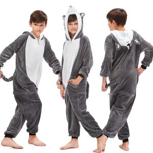 Pijama büyük erkek kızlar pijama hayvanları tek boynuzlu at pijama kigurumi karikatür onesies çocuklar pijama nightie wolf panda anime battaniye tulum 231027