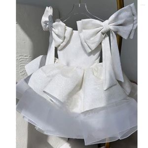Kız Elbise Beyaz Çiçek Elbise Düğün için Yay Çırpı Kapalı Omuz Çocuk Doğum Günü Partisi Pageant Birinci Cemaat Balo Koyu Gowns