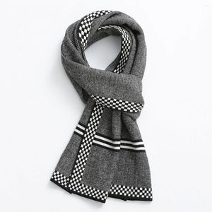 Scarves Black And White Checkerboard Pattern Men's Knitted Scarf Imitation Hair Thickened Warm Autumn Winter