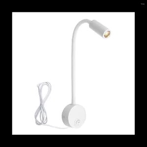 Wall Lamp Wall-Mounted Reading Hose Bedside Switch Control Minimalist Style Lamp(White UK Plug)