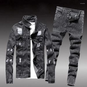 Tute da uomo 2024 Autunno Inverno Uomo Jean Set Marea Jeans da cowboy Giacca da uomo Abbigliamento bello Coltiva la propria moralità