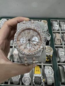 Luxury Moissanite Diamond Watch mrożone na zewnątrz designer męski zegarek dla mężczyzn zegarek wysokiej jakości automatyczny ruch Montre zegarki Orologio. Montre de Luxe L62