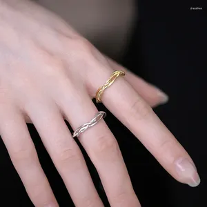 Cluster Rings PANJBJ Silve Color Irregular Ring For Women Girl Simple Twine Multilayer Adjustable Jewelry Party Gift Drop