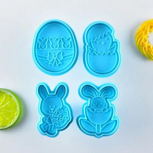 Baking Moulds 4Pcs/set Plastic Cookie 3D Cake Mould Eggs Chicken Pattern Molds Happy Easter Birthday Party Supplie