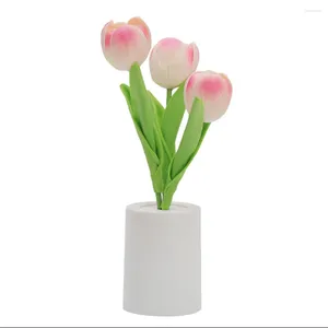 Night Lights Tulip LED Light Romantic Tulips Artificial Flowers Battery Operated Pink Lamp For Indoor Decor Gifts