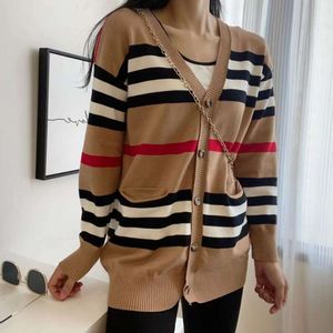Knitted cardigan Luxury sweater designer cashmere check checkered LD loose stretch versatile coat women's autumn top trend 2024