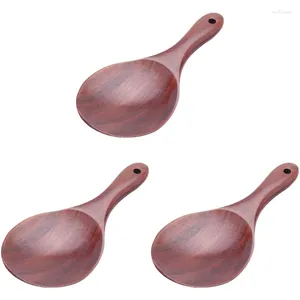 Cucchiai 3 cucchiai in legno di teak, paletta in legno di riso solido naturale, per servire patate grandi, utensili da cucina