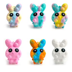 Fidget Toys Rabbit Party Favor Push Bubble Relieve Stress Squeeze Silikon Fidget Easter Bunny Dzieciowe Prezenty urodzinowe