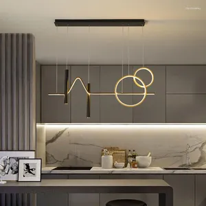 Lâmpadas pendentes 2023 moda minimalista jantar cozinha sala de estar quarto moderno anel circular longo iluminação de tira LED luminária