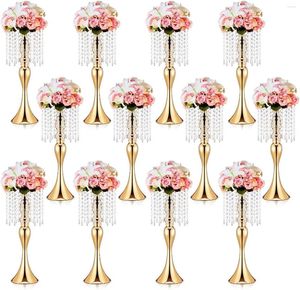 Candle Holders 10 Pack Gold Wedding Centerpieces For Tables 18.11 Inch Tall Crystal Flower Stand Floral Vases Bulk Tabletop Ar