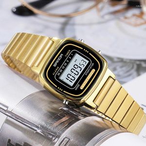 Armbanduhren Sanda Top Luxus Frau Digitaluhr Sport Uhr Gold Stoppuhr 30M Wasserdicht Damen Relogio Masculino