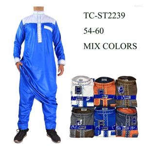 Abbigliamento etnico Veste PANTALONI Colletto alla coreana Arabo Islamico Fabbrica da uomo Musulmano Pakistan Fanshion Ricamato in due pezzi Manica LUNGA THOBE