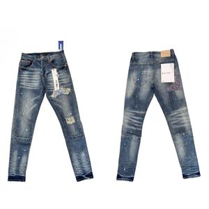 Lila designer jeans denim byxor svarta byxor högkvalitet broderi quiltning rippad för trendmärke vintage byxman qing