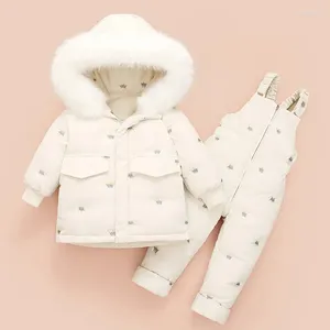 Daunenmantel Schneeanzug Jacken Overall 2-teiliges Set Baby Mädchen Weiße Ente Mäntel Parka Kleinkind Mädchen Kleidung Winter Kinder Kleidung Sets