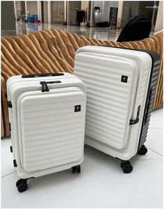 Suitcases A303 Business Boarding Luggage Female Front Flip Cover Sandwich Travel Box Male 24 Silent Universal Wheel PC Password