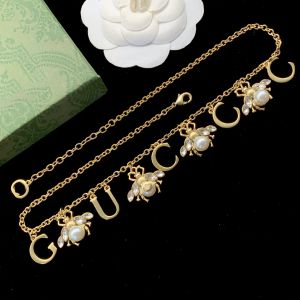 Gold necklace Designer necklace jewlery designer for women18k Diamond pearl bee necklace