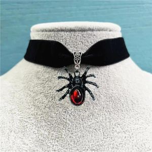 Choker Gothic Blood Spider Velvet Women Man Fashion Pagan Witch Jewelry Accessories Gift Vintage Vampire Pendant Necklace