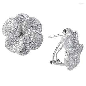 Ohrstecker 2024 Frühlingsblüte Blumendesign Natürlicher Schmuck Voller Mikrogepflasterter 5A-Zirkonia-CZ-Sparking-Frauenohrring