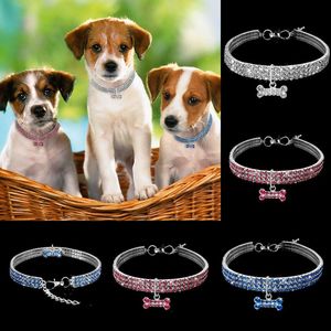 Bling Rhinestone Dog Collar Crystal Puppy Pet Cat Dog Collars Leash For Dogs in 3 sizes Q672