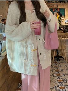 Kadın Örgü Kış Katı Vintage Tasarımcı Hırka Kadın Gevşek Sokak Giyim Zarif Kazak Ceket Kadın Kore Tarzı Sıcak Giysiler