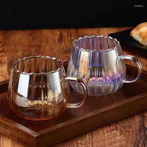 Bicchieri da vino 400ml Resistenti al calore con manico a strisce Tazza di vetro Colazione Tazza di latte Simpatico ufficio Home Tazze da caffè Modello di zucca Bicchieri