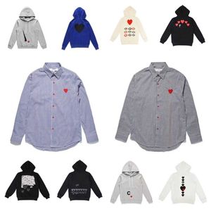 Erkek Hoodies Sweatshirts 22s Tasarımcı Oynat Commes Jumpers des Garcons Mektup Nakış Uzun Kollu Külot Kadın Kırmızı Kalp Gevşek Kazak Giyim