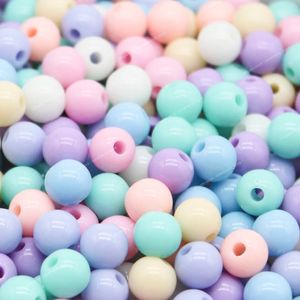 100pcs/500 gram 8mm Candy Renk Acrililik Yuvarlak Top Ara Ara Ara Boncuklar Mücevher Yapma DIY Mücevher Aksesuarları El Sanatları Moda Takı Takıları