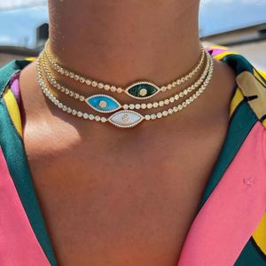Ketten Edelstahl Teufelsauge Halskette für Frauen Vintage Kristall böser Dämon Halsband vergoldet Schmuck
