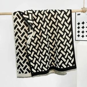 Scarves Winter Scarf Faux Cashmere Shawl Stole Man Women Vintage Geometric Outdoor Warm Large Blanket Bandana 185 55cm