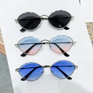 Sunglasses Small Frame Oval Shape Women's Brand Designer Metal Sun Glasses Summer Travel Eyewear UV400