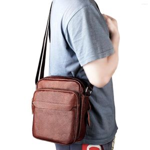 Aktentaschen Herren Echtleder Business Aktentasche Einfache Einzelschultertasche Reißverschluss Umhängetasche Retro Handtasche Hochwertiger Pendler