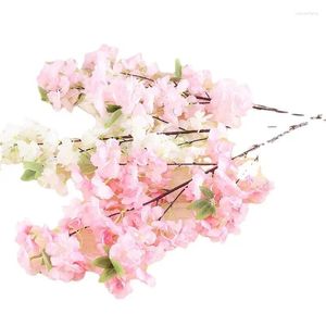 Dekorativa blommor 100 cm lång 5branch Cherry Blossom grenar Artificiellt falskt rosa träd för bröllopsfest heminredning