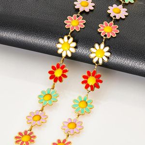 Charm-Armbänder, buntes Gänseblümchen-Blumen-Damen-Armband, Vintage-Stil, süßer kurzer Choke-Schmuck, Zubehör, verstellbar