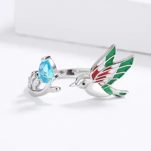 Cluster Rings Creative Hummingbird Justerbar ring Kvinnor Fashion Personlig Bird Twig Party Holiday Jewelry Accessories Gifts